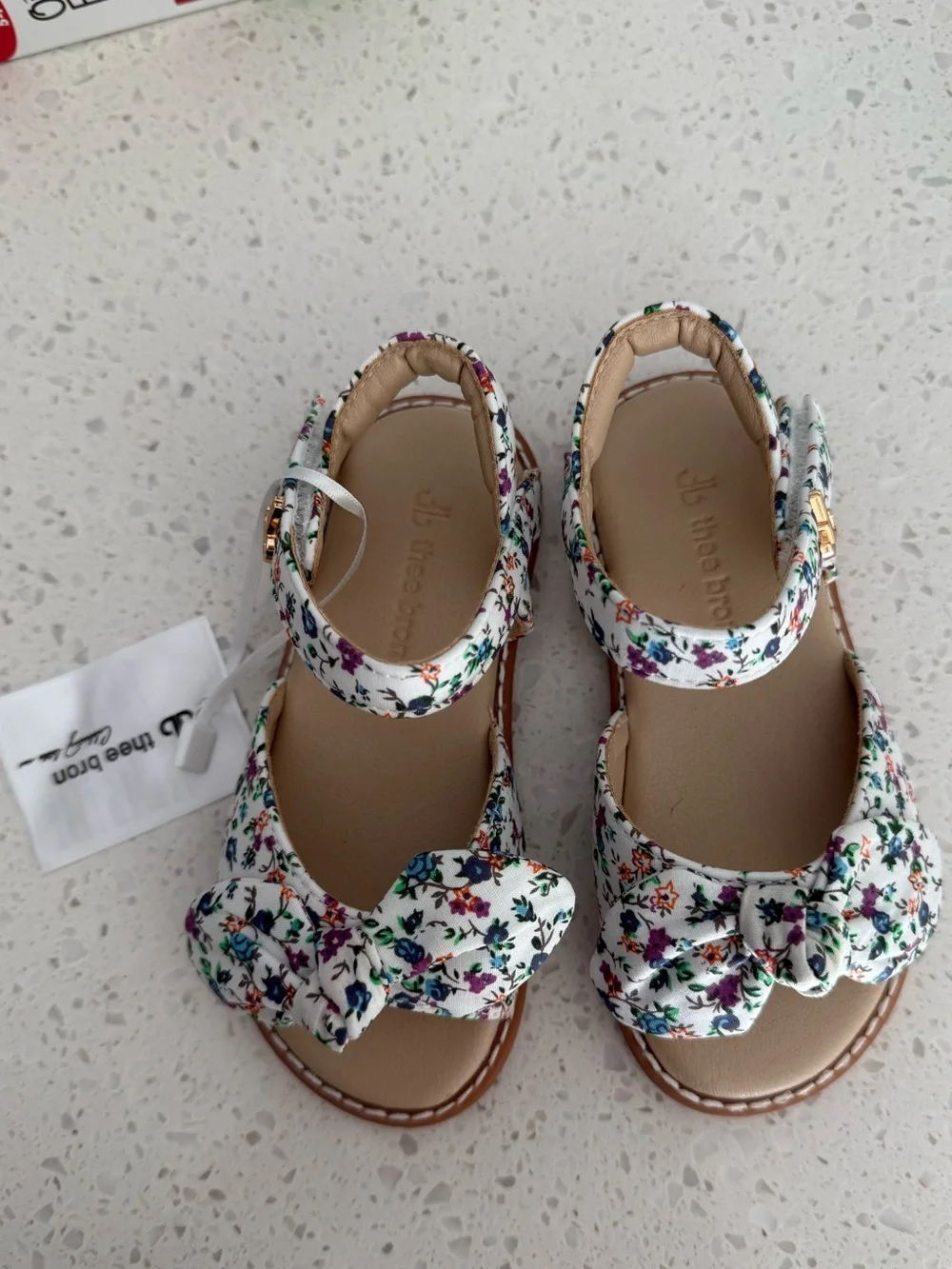 Toddler Floral Bow Sandals - White Multi